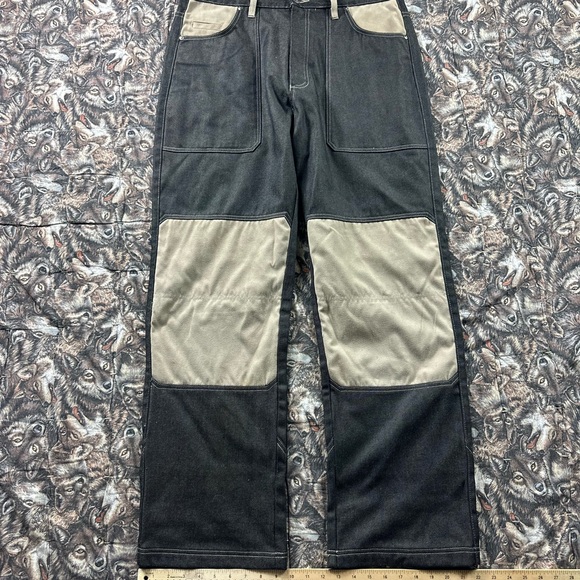 90s phat farm baggy denim and suede pants size 36